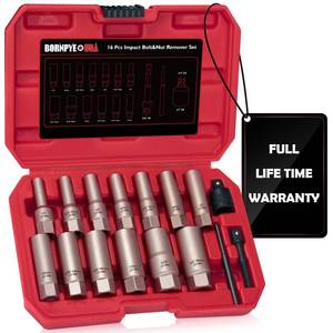 lot 2457 image: 16PCS Deep Bolt Extractor Kit, with 38 Adapter, Ez Out Broken Lug Nut Extractor Socket Set, Easy Out Spark Plug Removal Tool, for Removing Deeply Trapped Stripped, Damaged, Rusted Bolts, Nuts & Stud