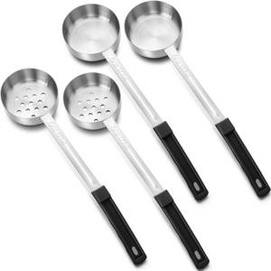 lot 2460 image: Teenyyou 4 Pcs Portion Control Serving Spoons Measuring Ladles, Black, 6oz
