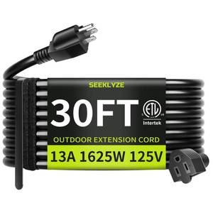 lot 2464 image: Seeklyze 163 Black Extension Cord 30 FT, Outdoor Extension Cord for Lawn