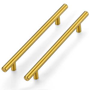 lot 2483 image: Ravinte Cabinet Pulls,8-1316 Length,6-14 Hole,Brushed Brass,12 Pack