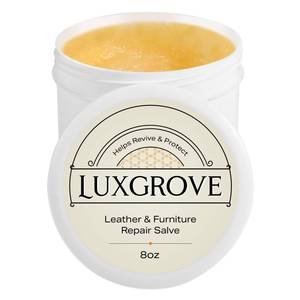 lot 2488 image: LUXGROVE� Wood & Leather Furniture Repair Salve, Conditioning Balm for Couches, Car Seats, Tables, Cabinets, Doors, Shoes, Purses, Boots & Saddles, Helps Revive Dry, Dull & Scuffed Surfaces, 8oz