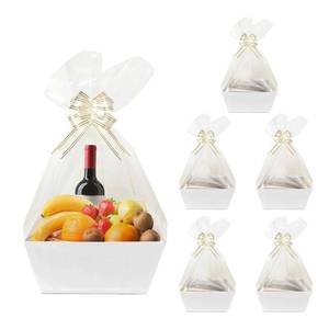 lot 5048 image: Worown 6-Pack Kraft Gift Baskets with Bags and Bows