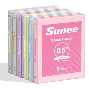 lot 7790 image: Sunee 12 Inch 3-Ring Binders, 6-Pack, Pastel
