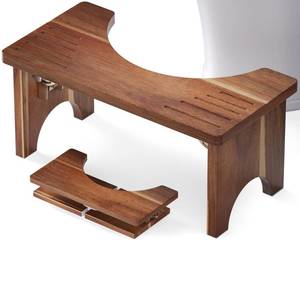 lot 7803 image: Danfoxer Acacia Wood 7-Inch Foldable Toilet Stool Squat for Bathroom