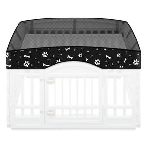 lot 8063 image: Dog Playpen Mesh Top Lid Fits for 36 Inch 4 Panels Crate Cover, Black