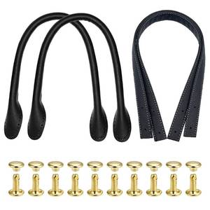 lot 8065 image: Yayatty PU Leather Bag Handles, Leather Replacement Straps Handles for DIY Shoulder Bags Tote Crochet Bag Repair, Bags Making Supplies, Black