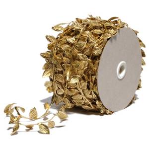 lot 8069 image: BASOKAN Gold Leaves Leaf Ribbon Trim Rope - 20 Yards - for Garland DIY Crafts and Party Wedding Home Decorations (Gold)