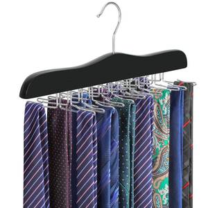lot 8087 image: Topia Wooden Tie Rack with 24 Folding Hooks