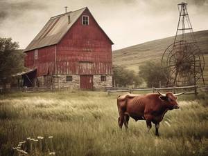 lot 8088 image: Diamond Painting Kit 40x30cm Farmhouse Landscape