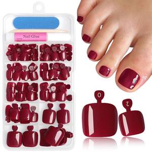 lot 8096 image: Bellelfin Press On Toenails 144Pc Burgundy Short Square