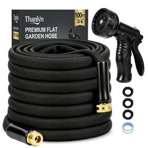 lot 9839 image: Garden Hose 100 FT Non-Expanding Water Hose Lightweight, Flexible Garden Hose with 10 Function Nozzle, Kink-Free, Durable, High-Pressure, Abrasion Resistant Hoses for Yard, Garden, Car Wash (100 FT)