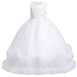 lot 9843 image: Flower Girl Dress Little Kids Prom Floral Lace Pageant Maxi Long Dresses Wedding Tea Party Princess Communion Ball Gown Birthday Formal White White 9-10Y