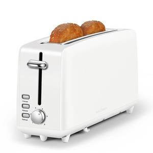 lot 9850 image: SEEDEEM Stainless Steel Toaster 2 Slice Slim, 10 Single Long Slot, White