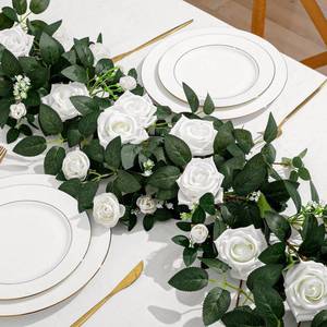 lot 9855 image: Apeair 2 Pack White Rose Garland, 11.2 Ft Artificial Flower Vines for Decor