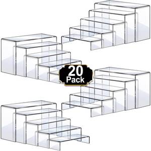lot 9882 image: Aheroi Acrylic Risers Display Stands, Acrylic Stands for Display 20Pcs 4Set