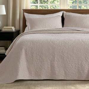 lot 9883 image: GOONE 100% Cotton Quilt King Size Bedding Quilt Sets 108x98 in, Light Beige