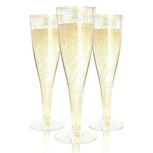 lot 9885 image: Prestee Disposable Champagne Flutes, 4.5 oz Plastic Champagne Glasses