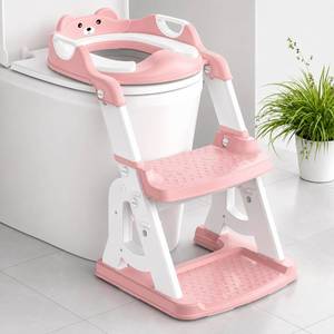 lot 9887 image: Meulife Potty Training Seat, Upgrade 2 in 1 Potty Training Toilet for Toddler, Toddler Toilet Seat for Boys Girls with Support Bar, Anti-Slip Pad and Step Stool (Pink)