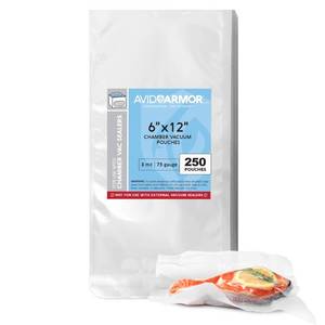 lot 9889 image: Avid Armor Chamber Vacuum Sealer Bags �� Heavy Duty, BPA-Free, Pre-Cut Chamber Vacuum Bags for Food Preservation, Freezer Storage, Sous Vide and more, 250Pack (6x12) �� Multi-Use Vacuum Bags