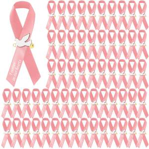 lot 10241 image: Geosar 100 Pcs Dove Funeral Memorial Ribbons Pins Memorial Service Respect Funeral Personalized Ribbon Bow with Safety Pins and White Dove for Mourning Mental Health Awareness Month Gifts(Pink)