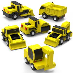 lot 10243 image: Tub Works� Construction Trucks Mold Free Bath Toys, 6 Pack  Sealed, No Hole Bath Toys Design Keeps Moisture Out  Soft, Squeezable & Float on Water  Baby & Toddler Bathtub Toys  Baby Pool Play