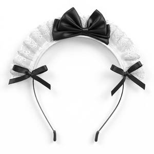 lot 10244 image: Fosaseua Maid Headband Women Lolita Headband Sweet Fashion Lace Bow Hair Band Maid Anime Cosplay Headwear Lolita Headpiece Maids Accessories for Cosplay, Halloween,and Themed Parties
