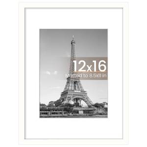 lot 10251 image: upsimples 12x16 Picture Frame, Display Pictures 8.5x11 with Mat or 12x16 Without Mat, Wall Hanging Photo Frame, White, 1 Pack