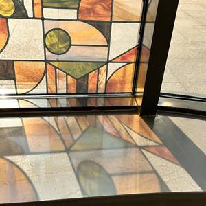 lot 10268 image: Flortlias Stained Glass Window Film Mid Century Modern, 39.37x16.93