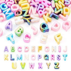 lot 10284 image: Craftora 52Pcs Large Acrylic Letter Beads Chunky Alphabet Letter Bead Rainbow UV Plating Big Initial Spacer Beads for Keychains Wristbands Bracelets Necklace Jewelry Making