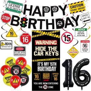 lot 10291 image: Roetyce Caution 16th Birthday Decorations Boys Girls, Hide The Car Keys