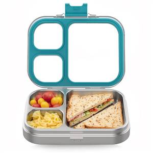 lot 10293 image: HOMEKOL Stainless Steel Bento Lunch Box, Blue, 3.3Cups