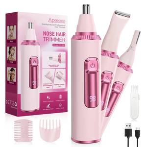 lot 10296 image: Apetexo Nose Hair Trimmer for Women, 3-in-1 Painless & Gentle Trimmer for Nose, Eyebrows & Facial Hair, Type-C Rechargeable Precision Groomer with Double-Edged Blades, IPX7 Waterproof - Pink