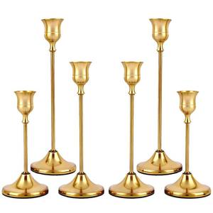 lot 10301 image: Set of 6 Brass Gold Candle Holders Metal Candlestick Holders Home Decor