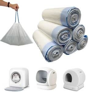 lot 10313 image: 150 Counts Cat Litter Liners Bag Compatible with MW-SC01MW-SC02MW-LR01 Automatic Self Cleaning Cat Litter Box, 18 x 12.6Heavy Duty Replacement Trash Bags with Drawstring, Waste Bags