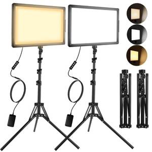 lot 10322 image: 20W LED Photo Video Light 2-Pack, Bi-Color Dimmable Camera Lights, 12-inch