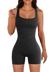 lot 10326 image: YIOIOIO Women Yoga Romper Workout Ribbed Square Neck One Piece Seamless Tank Top Jumpsuit