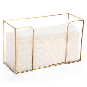 lot 11449 image: Sumnacon Glass Paper Towel Dispenser, Gold Brass