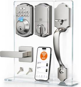 lot 11461 image: Veise VE012W-H Wi-Fi Smart Front Door Lock  Retail $129.99