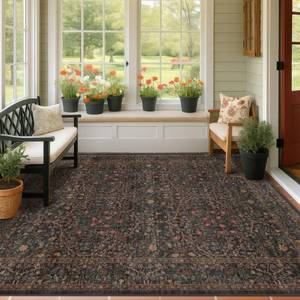 lot 11469 image: Hazo Haus 5x7 Area Rug Dark Brown Floral