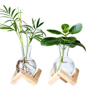 lot 12356 image: Wangsdjy Propagation Station Glass Bulb Vases with Wooden Stand (2)