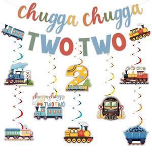 lot 12357 image: Kreat4joy Train Chugga Chugga Two Two Birthday Banner & Swirls