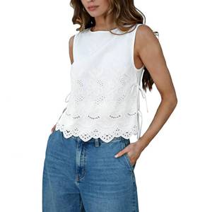 lot 12394 image: Covvoliy Womens Lace Patchwork Tank Top M White