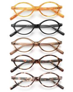 lot 12414 image: JM 5 Pack Oval Reading Glasses 1.25 Blue Light Blocking