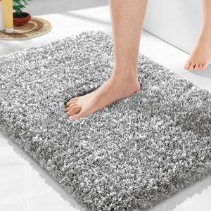 lot 12415 image: Yimobra Bathroom Rug Non-Slip 24x17 Light Gray