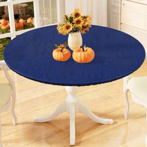 lot 12420 image: Misaya Round Fitted Tablecloth Waterproof Vinyl 45-56 Navy