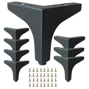 lot 13704 image: Smaxcn 4 Inch Matte Black Metal Furniture Legs, Set of 8