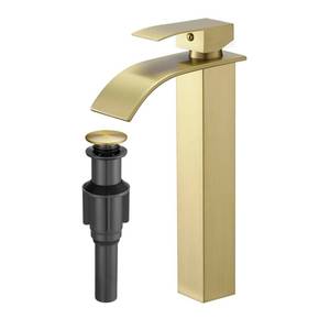 lot 13706 image: RUMOSE Tall Bathroom Vessel Sink Faucet Brushed Gold