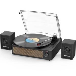 lot 13709 image: Wockoder Vinyl Record Player with External Speakers