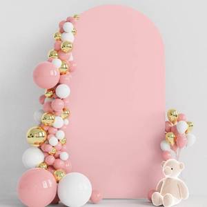 lot 13714 image: Wokceer 7.2ft Arch Backdrop Cover Blush Pink Spandex