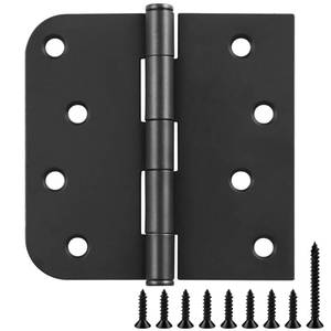 lot 14433 image: JIW 12-Pack 4 Inch Black Door Hinges Square Rounded